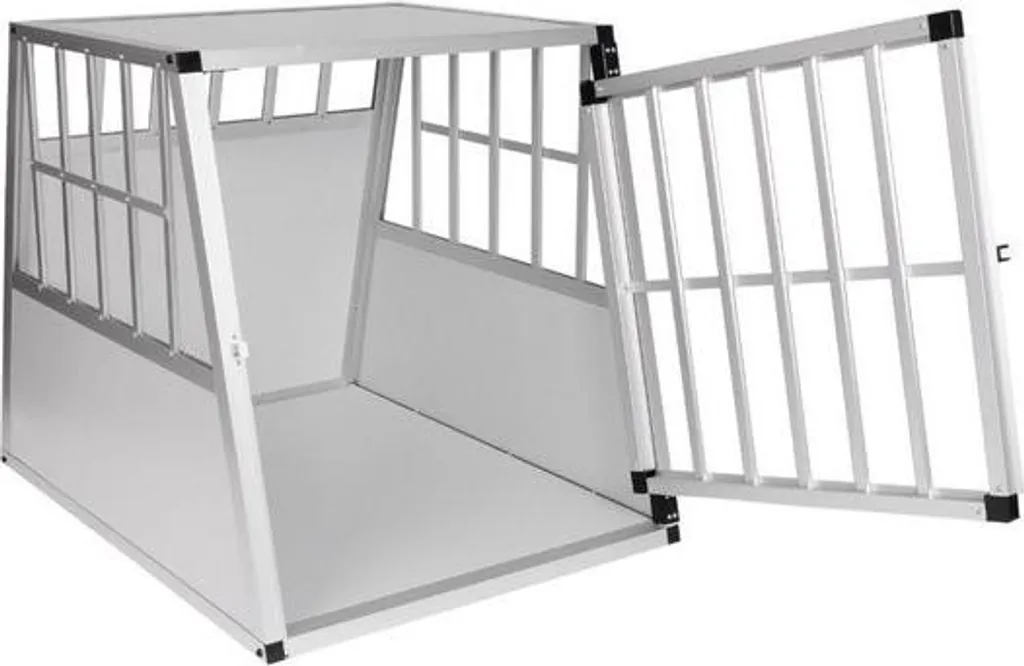 Cage de transport sécurisée pour grand chien - Aluminium et MDF blanc