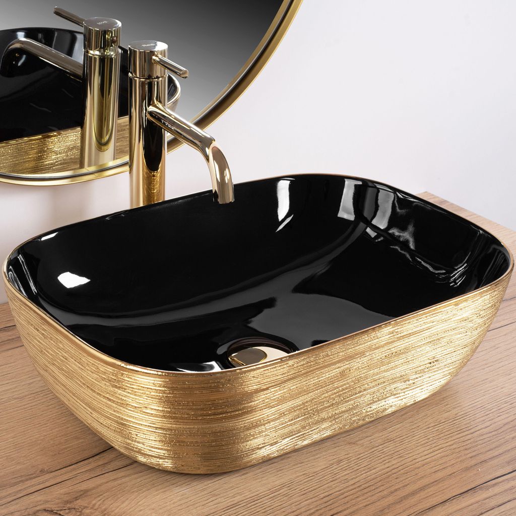 Umyvadlo na desku Rea BELINDA Gold Brush / Black Obrázek produktu 