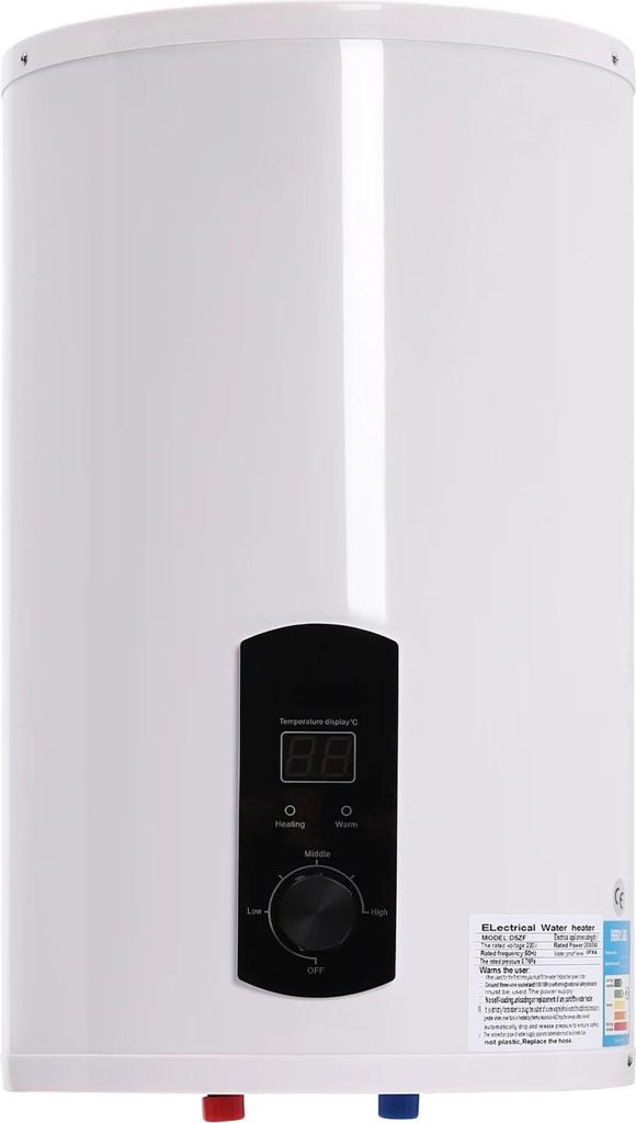 Warmwasserbereiter - Elektrischer Boiler - 30 l - 2000 W - 220 V - Duschset mit manueller Armatur - Leckageschutz - Weiß