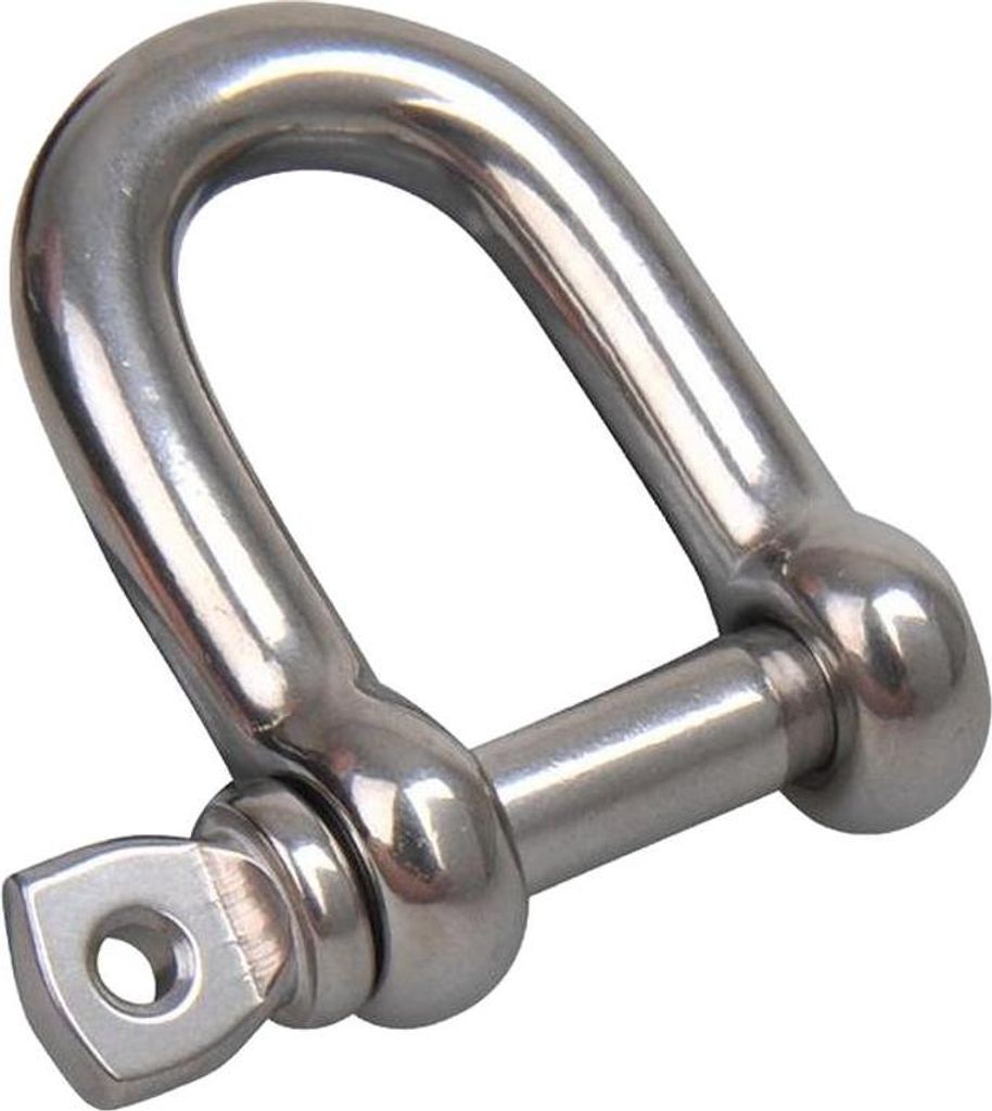 D-Schäkel 10mm, A4 RVS AISI 316, 4.000 daN
