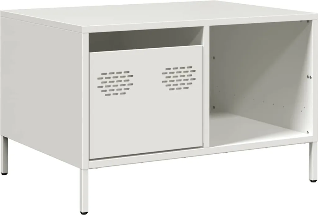Tavolino Bianco SYFAX 68,5x50x43,5 cm - Acciaio Laminato Design Industriale