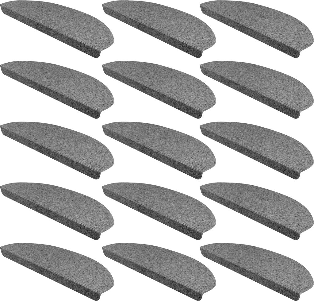 15er SET StickandShine Stufenmatte in dunkelgrau halbrund für Treppenstufen, Treppenstufenmatte zum aufkleben
