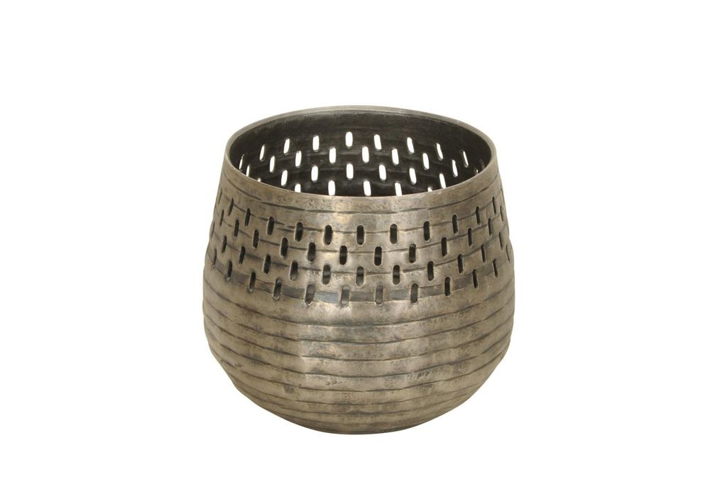 Windlicht Metall antiksilber Antik Look H12,5 D14,5cm
