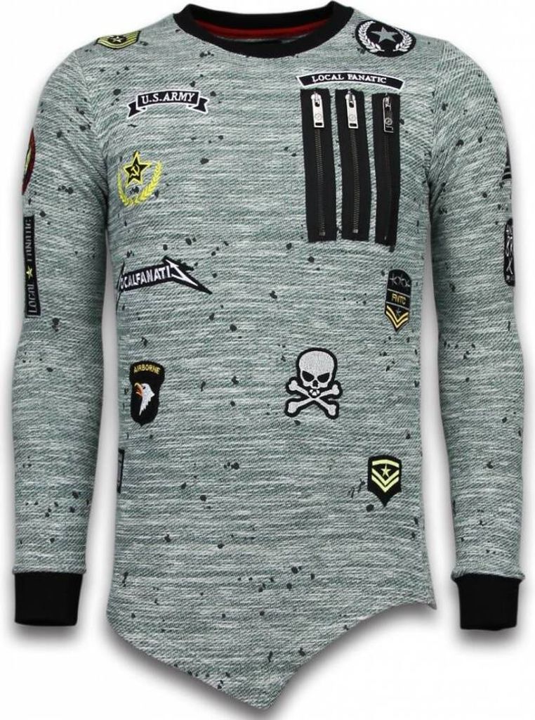 Long Asymmetric Embriordry Sweater Patches - S
