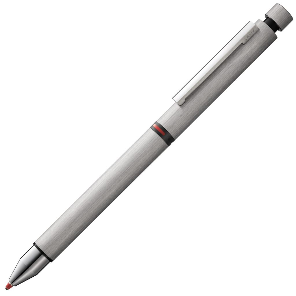 LAMY CP1 brushed tri pen Edelstahl Druckbleistift und Kugelschreiber in Einem M 21 schwarz rot Mine Fein M 41 (0,5mm)