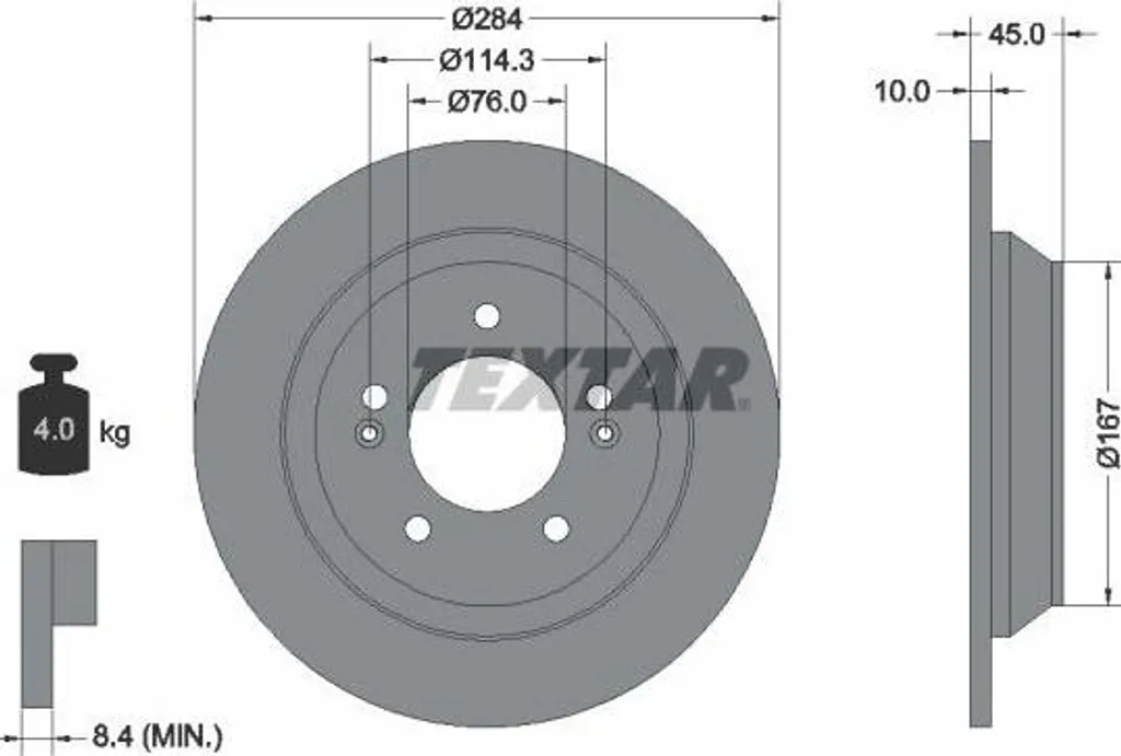 Disque de frein anti-vibration TEXTAR 92267803 pour Carens