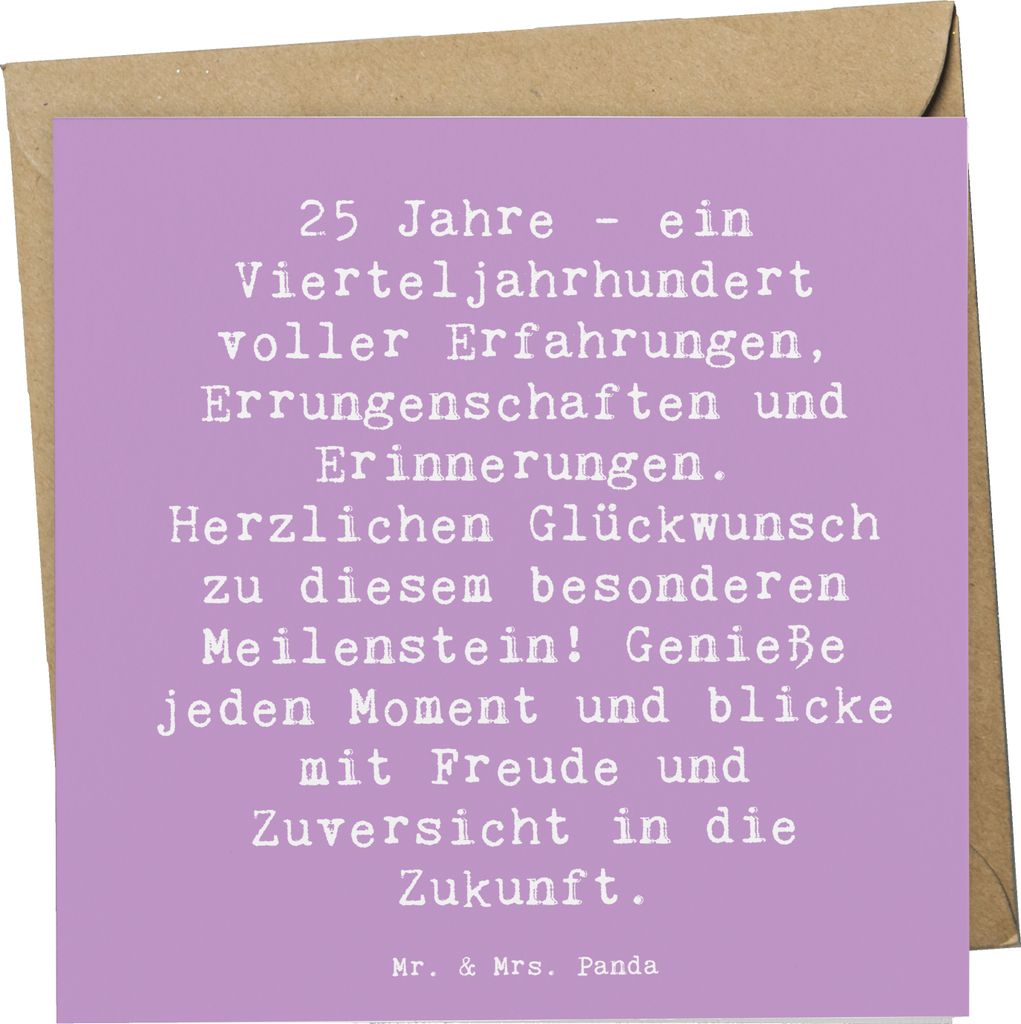 Mr. & Mrs. Panda faltkarte Spruch 25. Geburtstag - Lavendeltraum - Geschenk, Erinnerungen, Glückwunschkarte, Erlebnis, Geburtstagsgeschenk, doppel...
