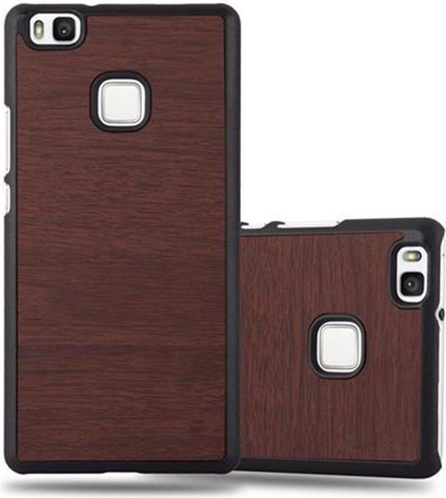 Cadorabo Hülle für Huawei P9 LITE 2016 / G9 LITE Schutz Hülle in Braun Hard Case Etui Holz Optik Handyhülle