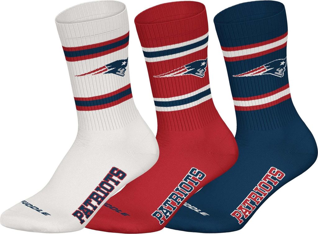 NFL Huddle 3pk Crew Socks 43/46 New England Patriots Produktbild 