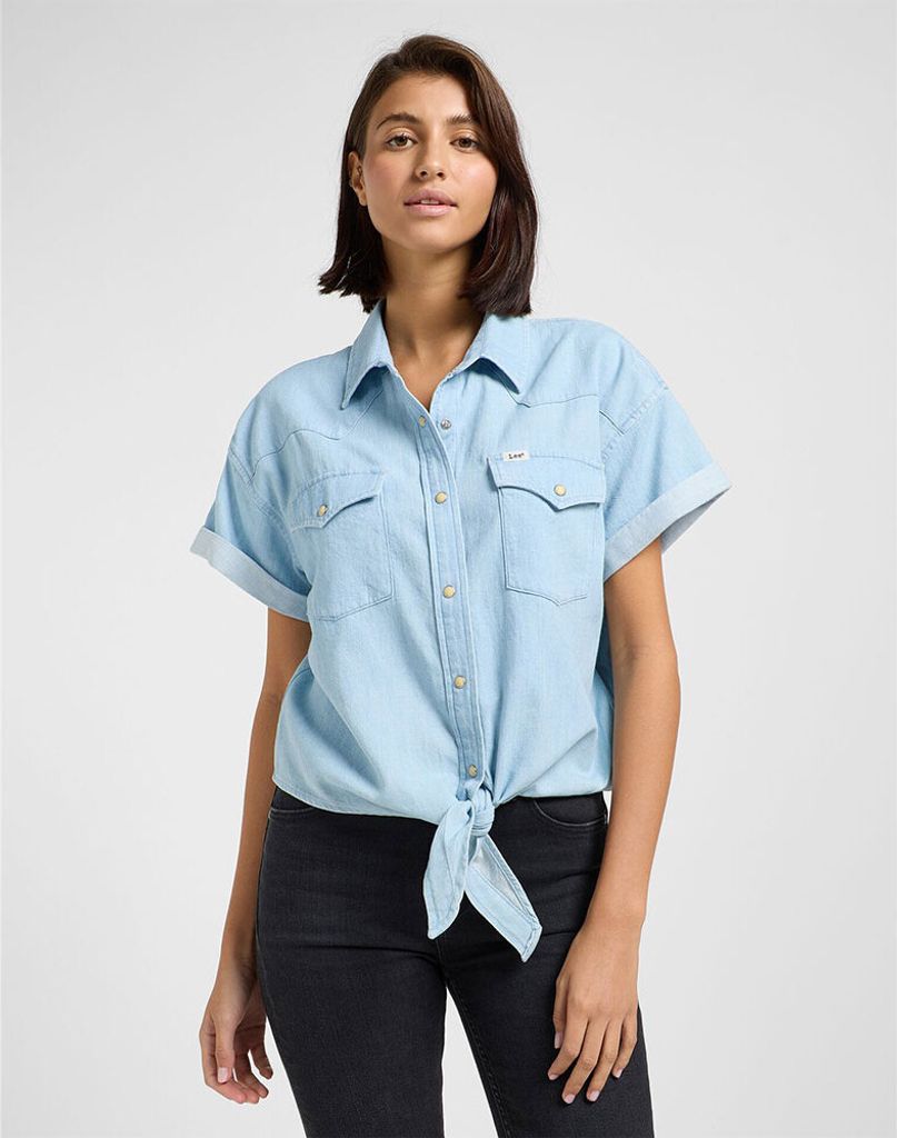 Lee Western Cropped Kurzarmhemd Blau M Frau Blau M