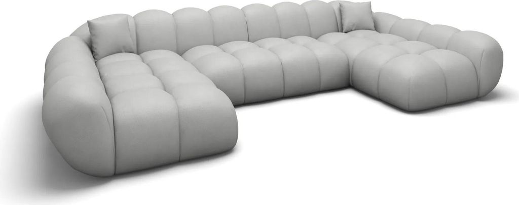 Echtleder U-Form XXL Wohnlandschaft Studio Liva Hellgrau