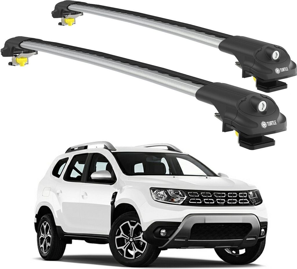 TURTLE DACHTRÄGER AIR-1 DACIA DUSTER HM 2018 - 2022 (Raised Rails) , Silber