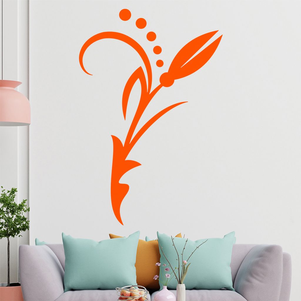 Blume - Linien Punkte Wandtattoo in 6 Größen - Wandaufkleber Wall Sticker - Dekoration, Küche, Wohnzimmer, Schlafzimmer, Badezimmer
