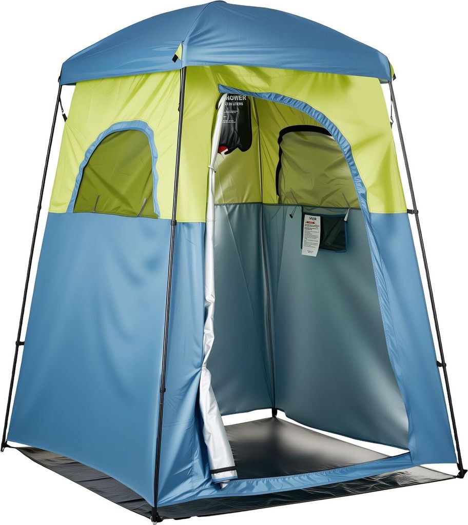 Camping-Duschzelt, 1 Raum, tragbares Privatzelt mit Duschbeutel, Erdnägeln, Seilen, Tragetasche und Stützstangen, 150D Oxford-Gewebe mit Silberbe...