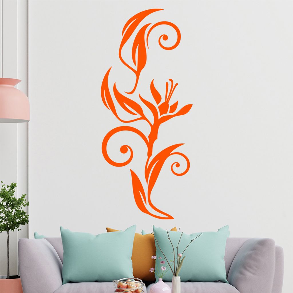Blumen - Linien Wandtattoo in 6 Größen - Wandaufkleber Wall Sticker - Dekoration, Küche, Wohnzimmer, Schlafzimmer, Badezimmer