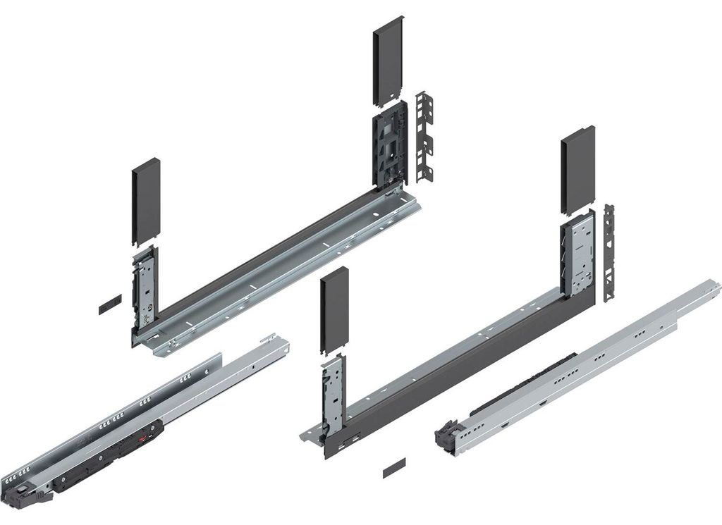 Blum Legrabox free H C Schubladenschienen Set | 1 Paar, 70kg 600mm | Tip On Vollauszug, oriongrau