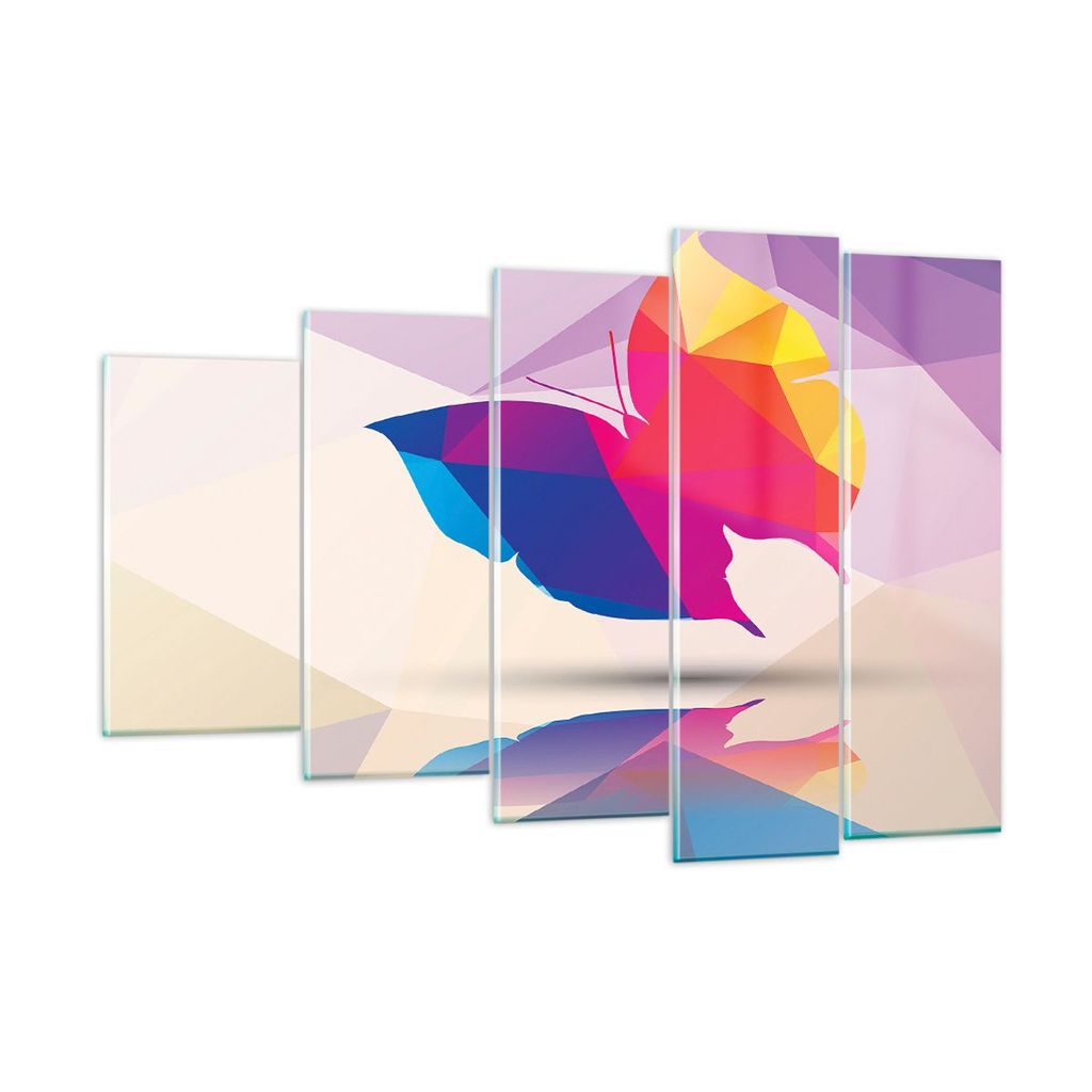Bilder auf glas - Schmetterling Illustration Grafik - 150x100cm - Glasbilder - Wandbilder - Kunstdruck - Wanddekoration aus Glas - Glas Bilder - Wa...