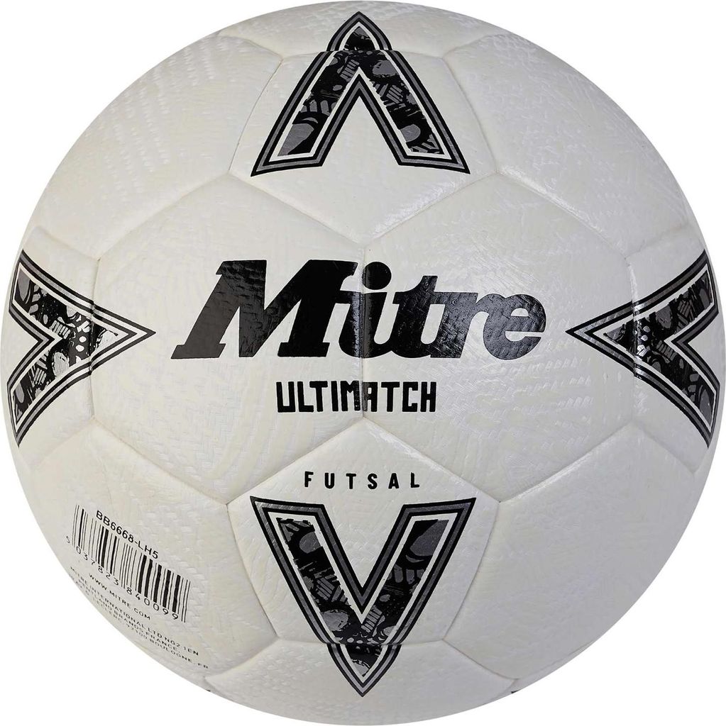 Mitre Futsal Fußball Ultimatch weiß schwarz silber Größe 4 Indoor