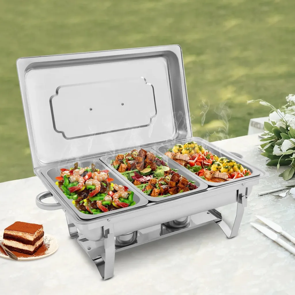 Chafing Dish Buffet Set Inox 3 Compartiments 2,5L pour Self-Service - 2