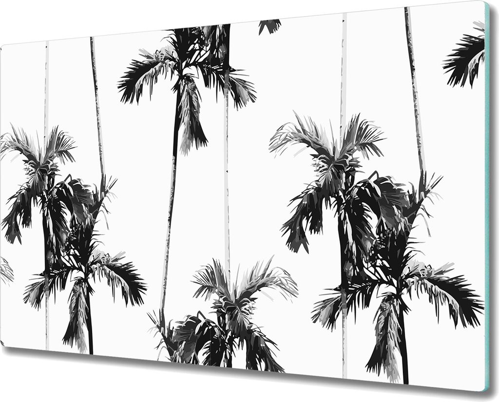 Herd-Abdeckplatte Glas Schneidebrett Ceranfeld-Abdeckung - 80x52 cm - Monochrome Palmen