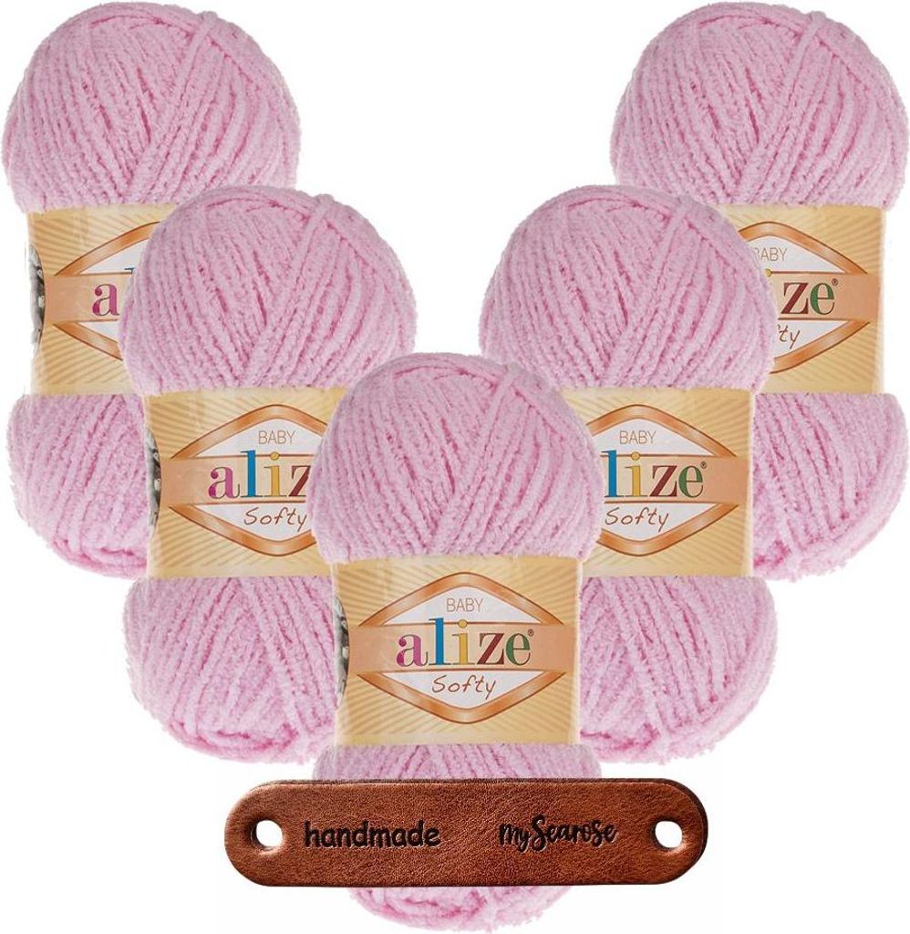 5 x ALIZE Softy 185 Baby Pink mit Label Produktbild 