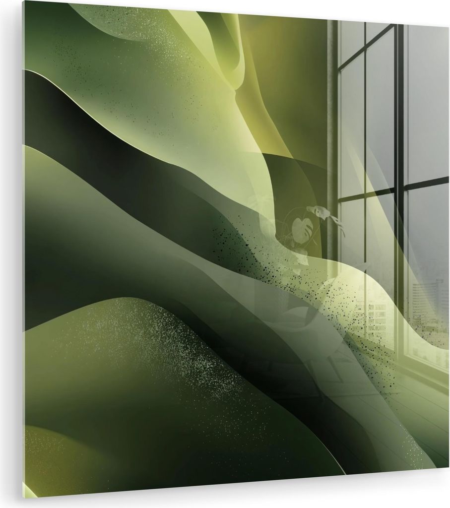 MuchoWow Glasbilder - Bilder auf Wandbild - Foto auf Glas Spiele - Wellen - Abstrakt - Hügel - Grün 30x30 cm Wanddekoration aus Glas - Acrylglasb...