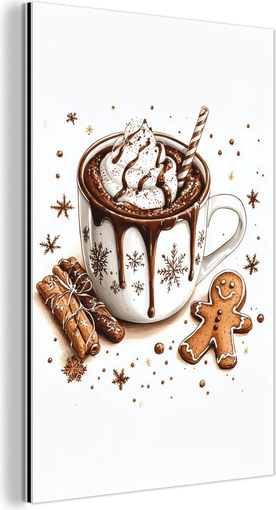 MuchoWow Wanddekoration Metall Metallbild Wandkunst 40x60 cm Chocomel - Dekoration - Torte - Winter - Weihnachten MuchoWow Aluminium Gemälde - Wan...