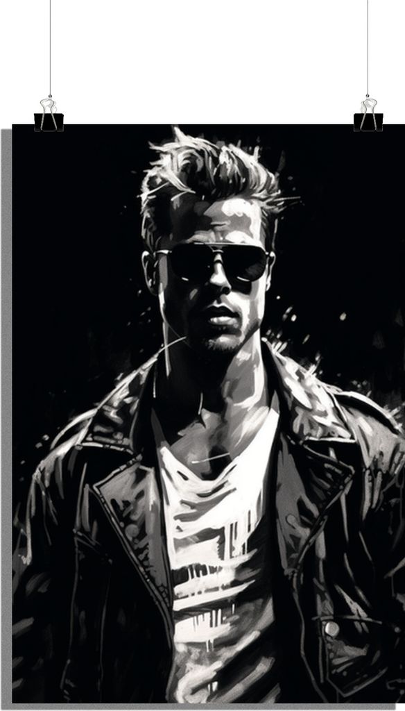 Filmposter - Brad Pitt Poster - Schwarz-Weiß Poster - Abstraktes Poster - 51x71cm - Perfekt zum Einrahmen