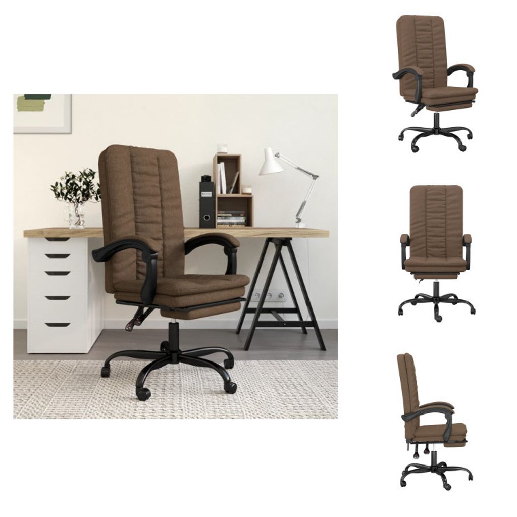 vidaXL Bürostuhl mit Liegefunktion Braun Stoff - Bürostühle
