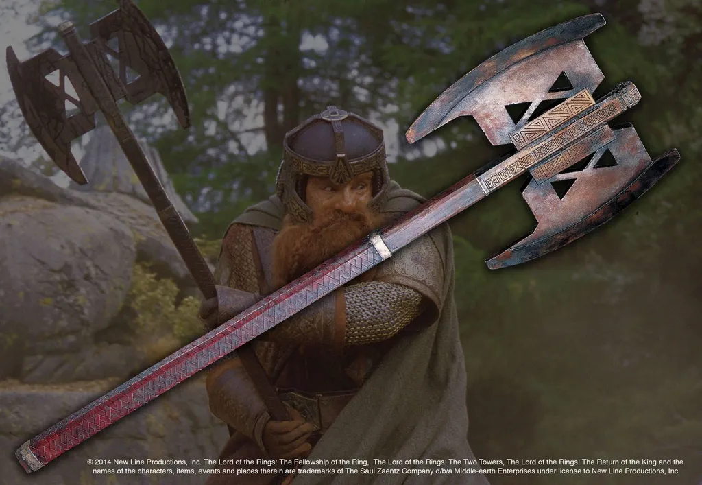 Réplique 1/1 Seigneur des Anneaux Hache de Gimli en Métal Détaillée