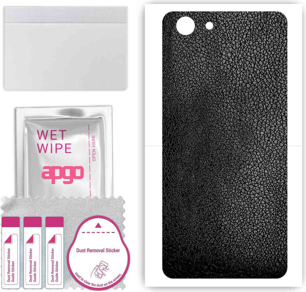 apgo Rückseite Schutzfolie, Skin, kompatibel mit Realme 1, Hinten Displayschutzfolie aus Vinylfolie, kratzfest, einfache Montage - Schwarzes Leder