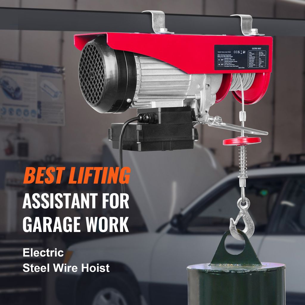 800 Kg Elektrische Seilwinde PA800 – 1450 W Motor, 10 M Hubhöhe, Mit Fernbedienung – Für Garage & Werkstatt