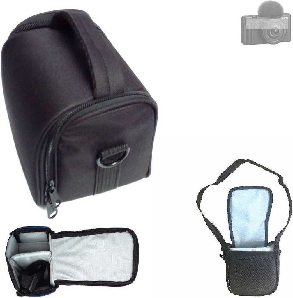 K-S-Trade Kameratasche kompatibel mit Sony ZV-1F Schultertasche Tragetasche Schutzhülle Fototasche bag Zubehörtasche Regenschutz schwarz | 13cm x