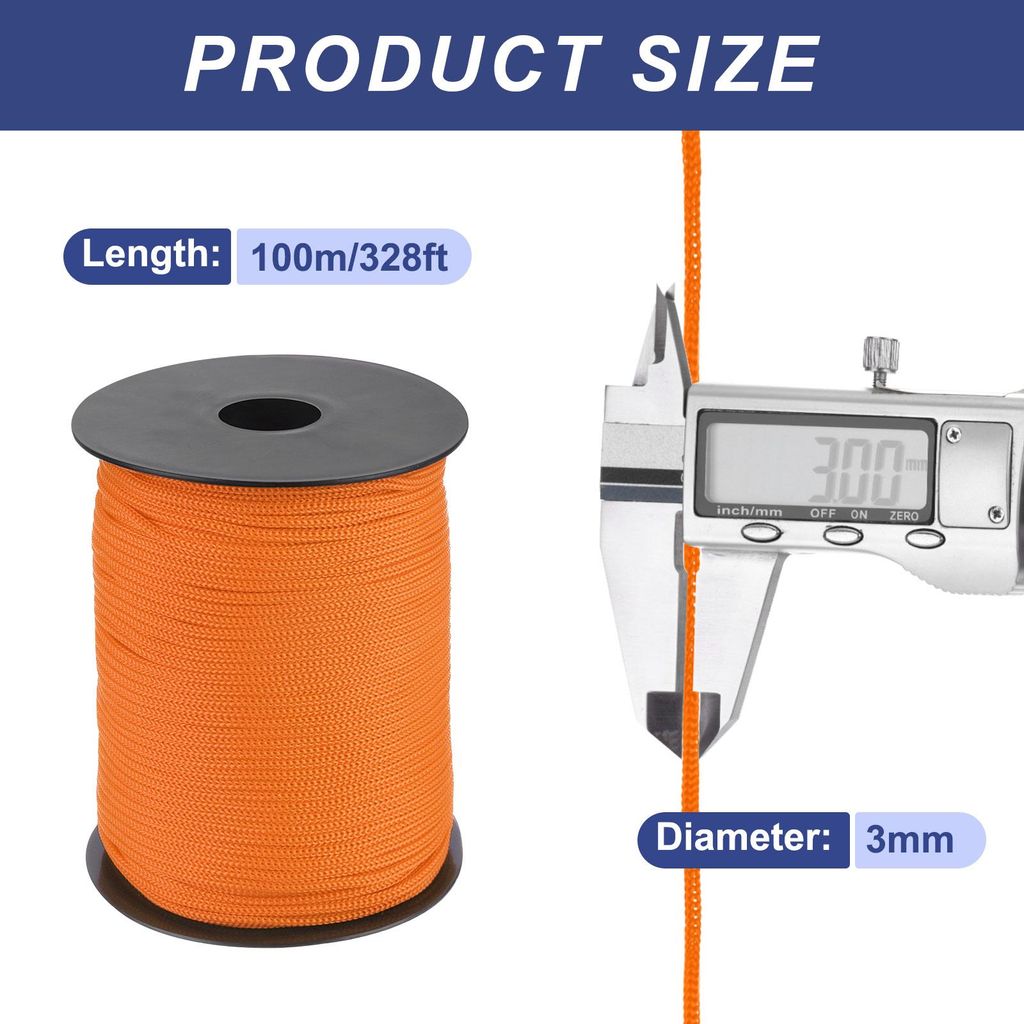 Polypropylen-Seil 3mm Polypropylenseil 10Om PP Flechtleine Textilseil Leine Nylonschnur Schnur Rei?feste Rope Kunststoffseil fš¹r W?scheleine Cam...