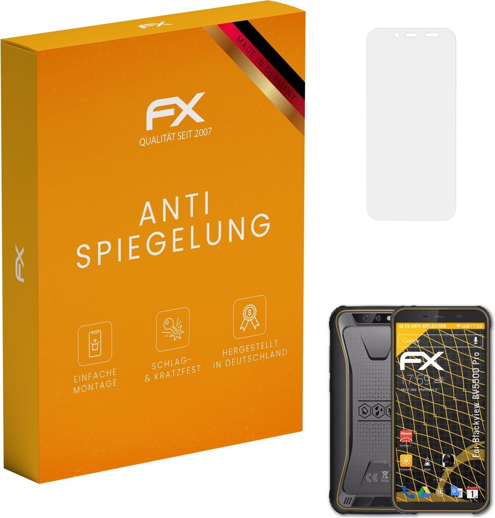 atFoliX FX-Antireflex 3x Schutzfolie kompatibel mit Blackview BV5500 Pro Displayfolie