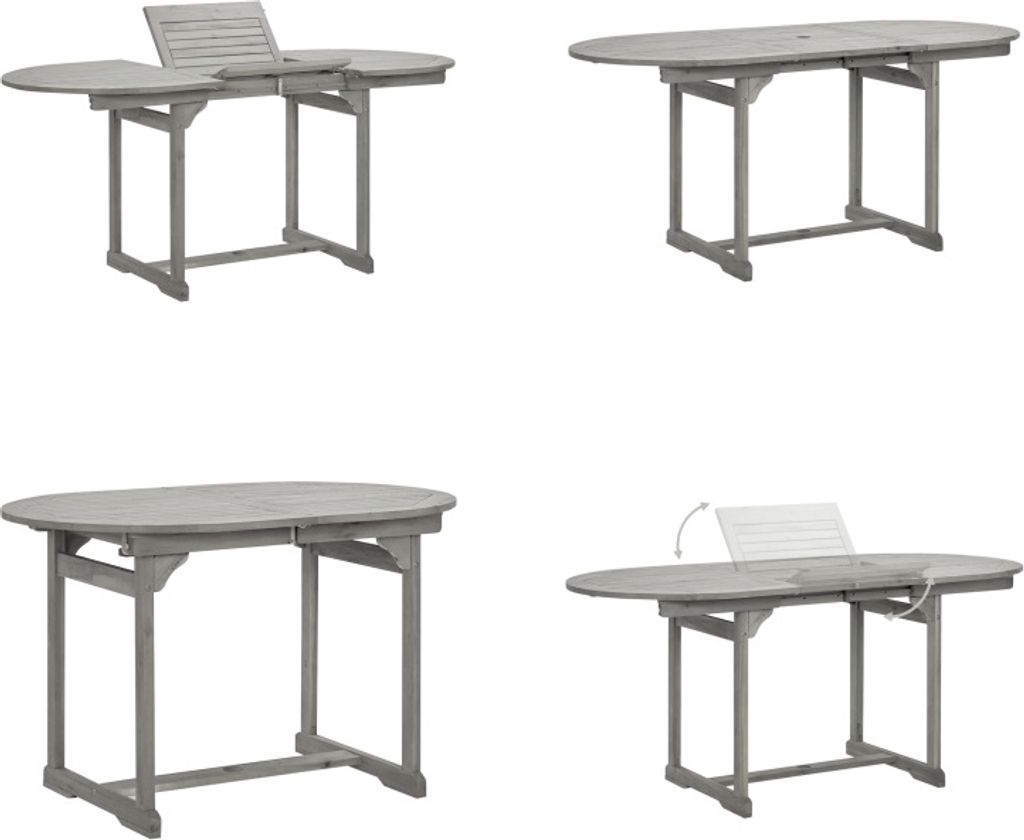 vidaXL Garten Esstisch (120 170)x80x75 cm Massivholz Akazie - Gartentisch - Gartentische - Outdoor-Tisch - Outdoor-Tische