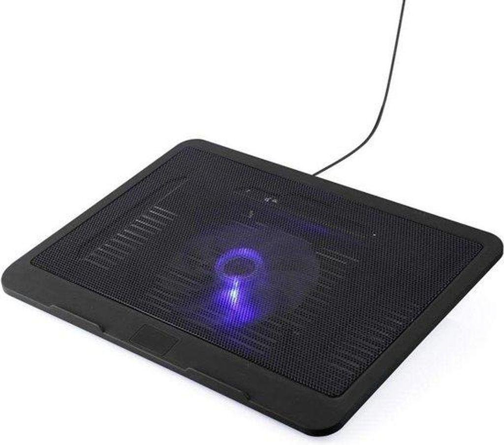 Notebookkühlmatte mit 1 stummer LED-Lüfter - USB Notebook Kühlpad - Schlank tragbar - Geeignet für 14 Zoll Laptop - Schwarz