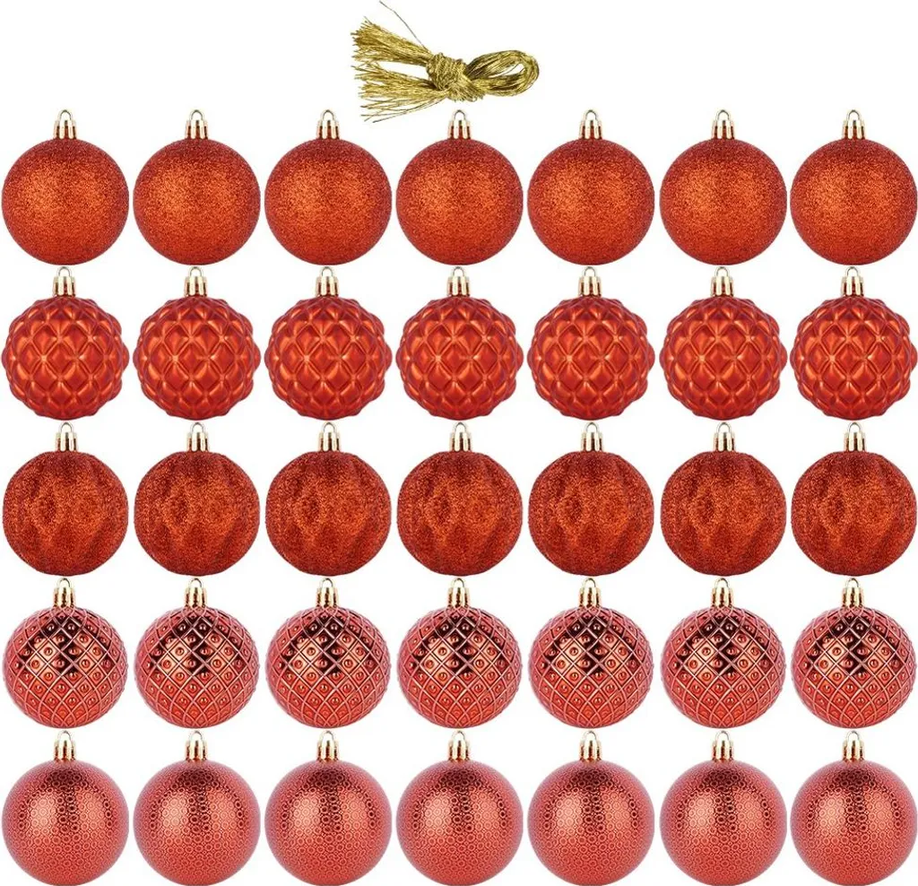 Lot de 35 boules de Noël 6 cm incassables pour décoration de fête - 25