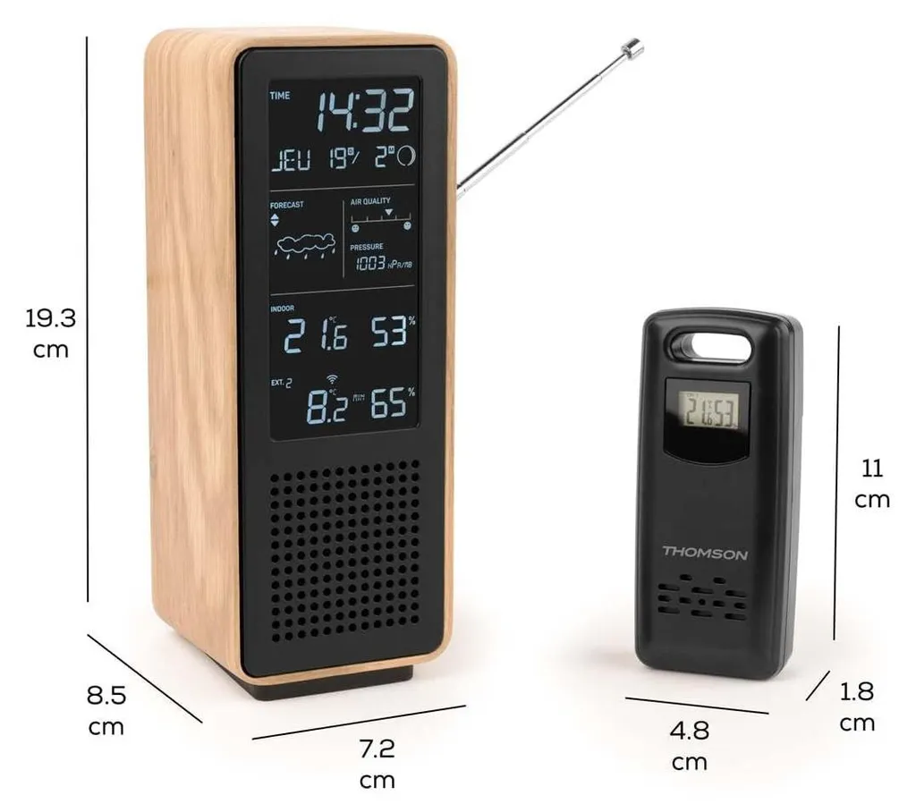 Station météo avec Enceinte Bluetooth Thomson WS102TBK pour Salon