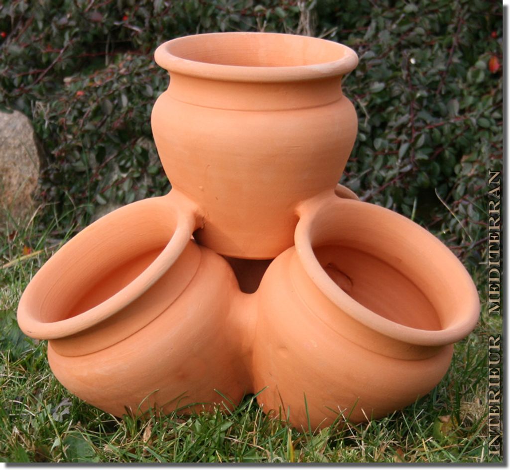 Pflanzkübel Kräutertopf Pflanztopf TERRACOTTA "Plantas" mit Abflussloch 30cm