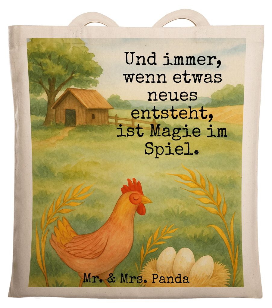 Mr. & Mrs. Panda Tote Bag Huhn Stolz Design - Weiß - Geschenk, Laptoptasche, Hahn, umhängebeutel, Hühner, Bauernhof, Schwangerschaft, Shopping T...