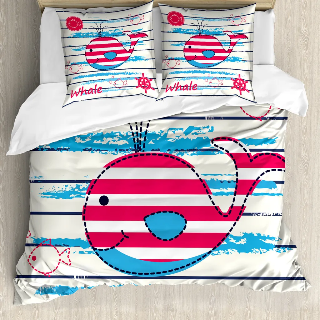 Linge de lit pour personnes allergiques 200x200 motif poisson et mer
