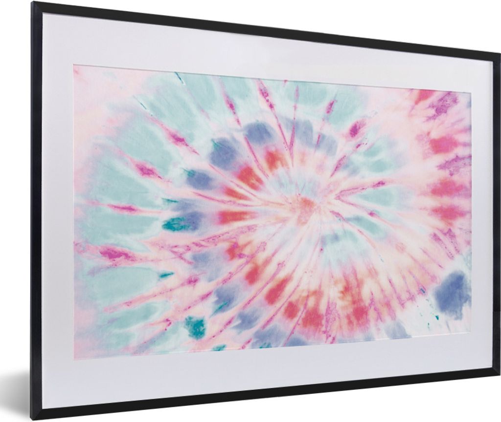 MuchoWow Gerahmtes Poster Krawattenfärbung - Muster - Blau 60x40 cm - Poster mit Schwarzem Bilderrahmen Wandposter Rahmen Foto Bilder - Schlafzi...