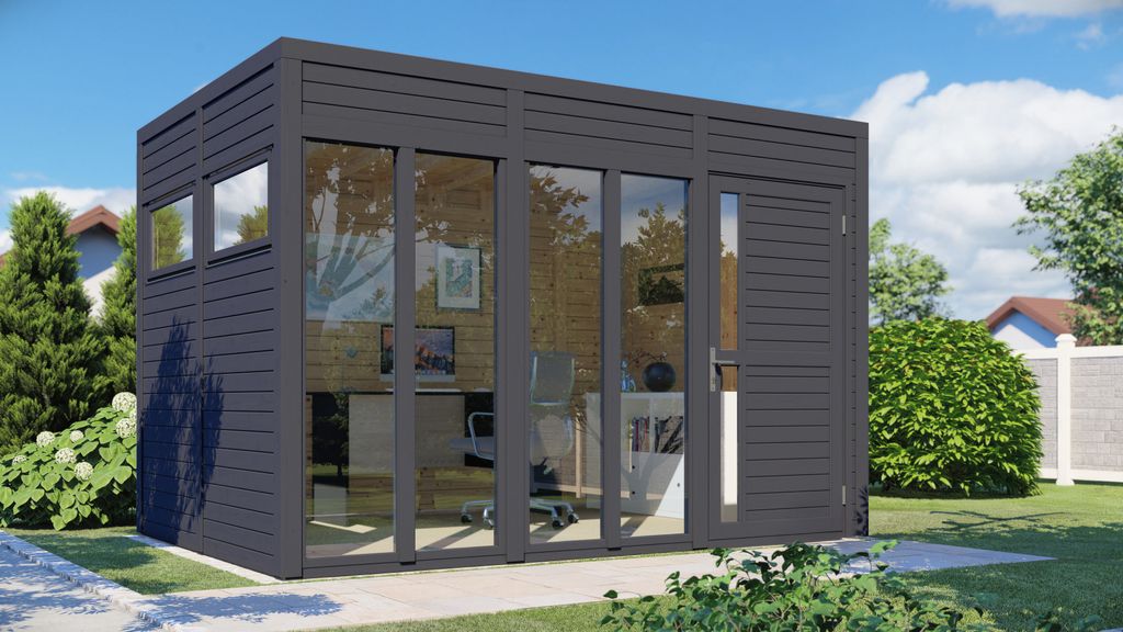 Bertilo Gartenhaus Cubus 3 Office - 19 mm anthrazit Produktbild 7