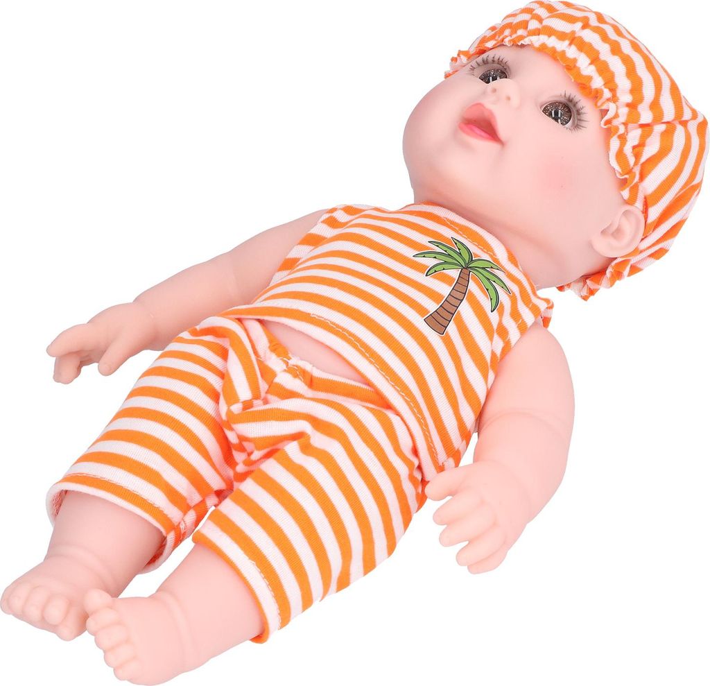 Interaktive Babypuppe, weicher Vinylkörper, Neugeborene, Simulation, Orange