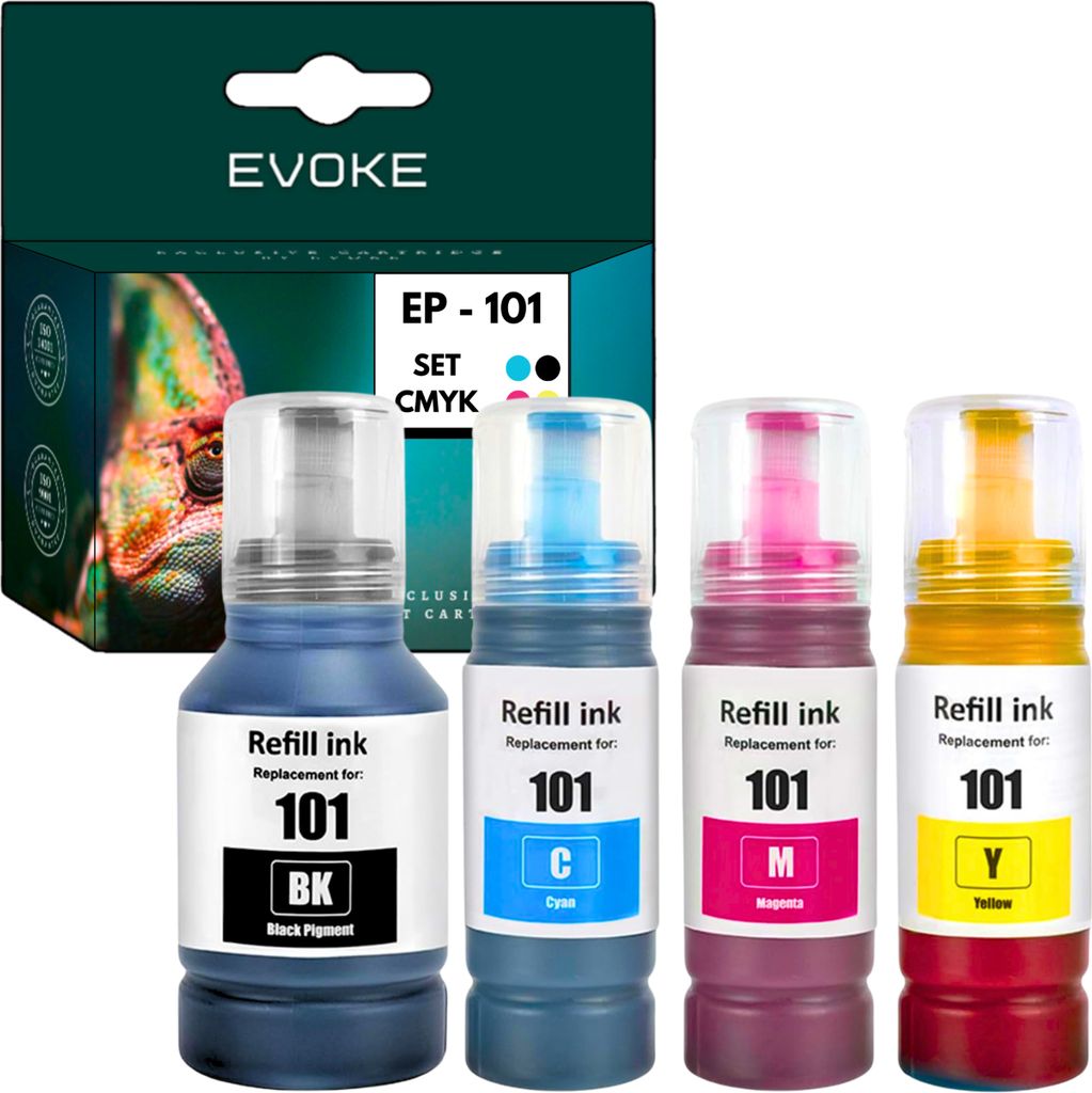 4x Druckerpatronen Tintenpatrone für Epson 101 | Schwarz + Farbe Satz | Ersatz für L4150 L4160 L4260 L4266 L6160 L6190 L6260 L6270 L6290
