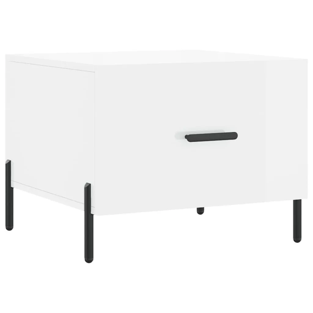 Tavolino Basso Bianco Lucido 50x50x40 - Arredo Casa Moderno