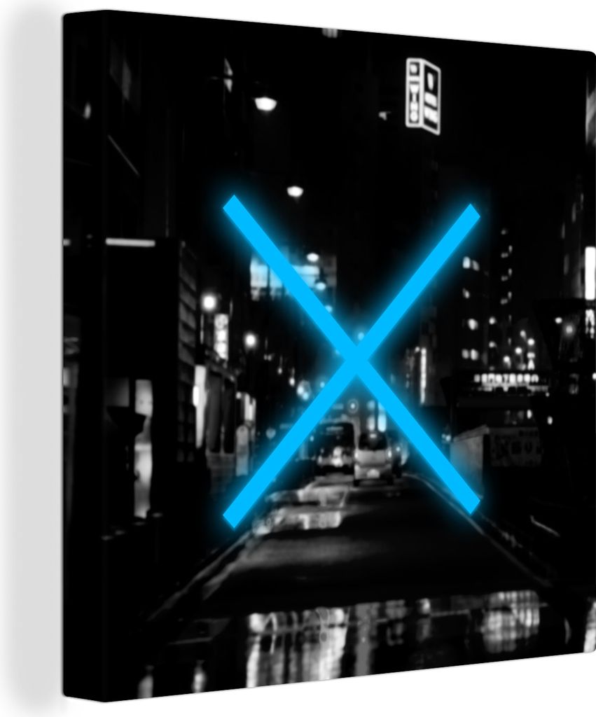 MuchoWow - Leinwandbilder - Spiel - Controller - Blau, Wandbild, Wanddeko Bilder Wohnzimmer, 50x50 cm