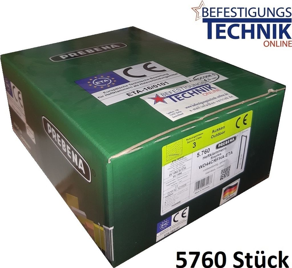 Prebena Klammern WD-44CRF 44mm rostfrei 4C-WD75 Makita AT2550A Haubold BK 2544 PN 2550 KL-54 5,76M P