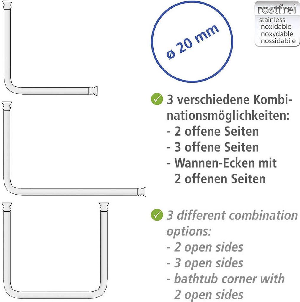 Metalowa zasłona prysznicowa WENKO w kształcie litery L Zdjęcie produktu 17